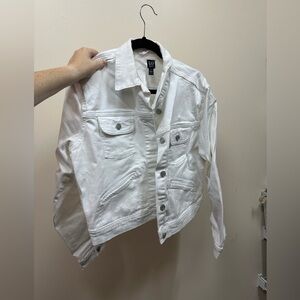 Gap Cropped White Denim Jacket